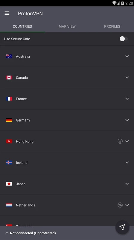 ProtonVPN — στιγμιότυπο οθόνης 2